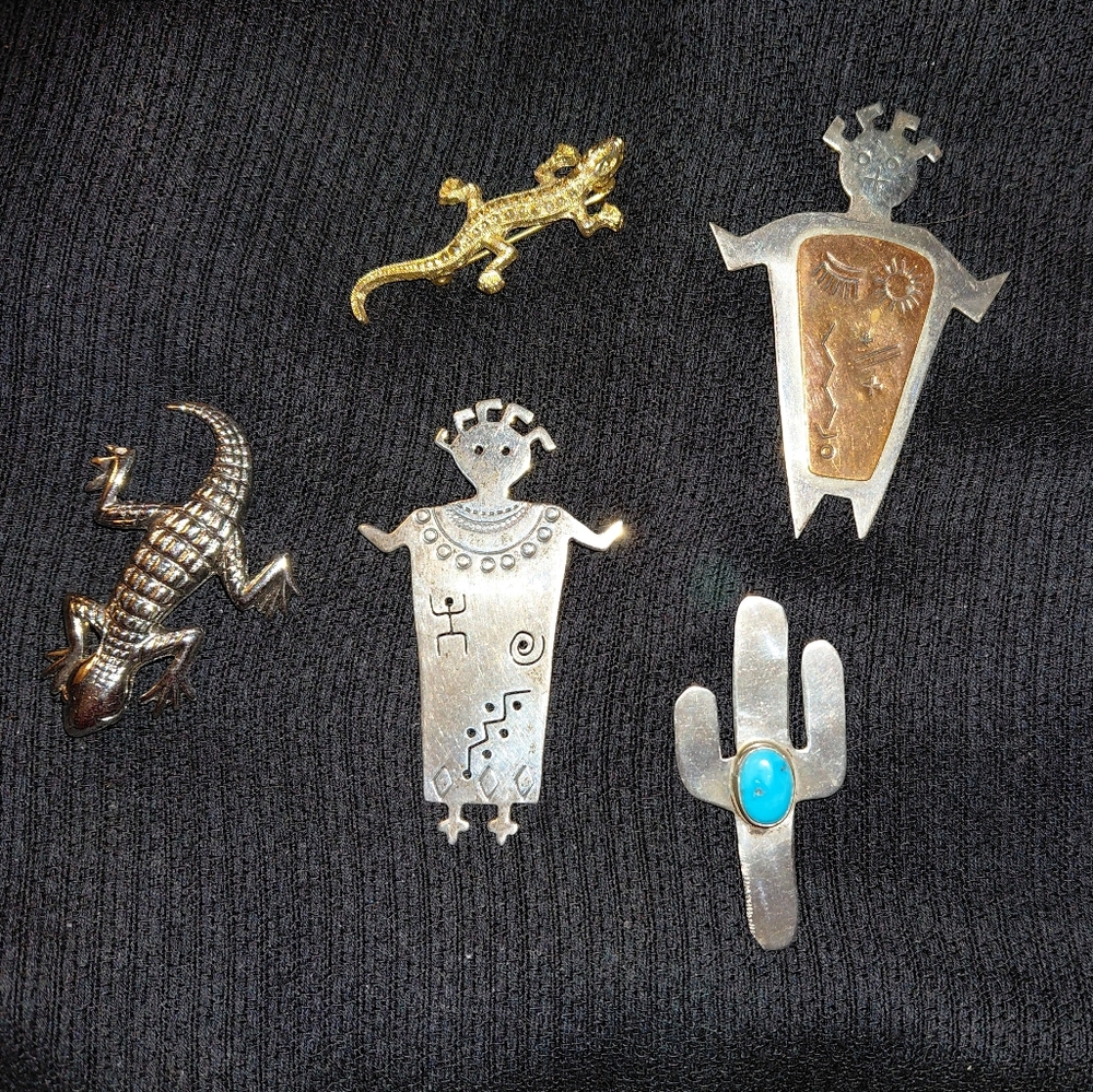 Silver and Gold Southwestern Brooch Collection